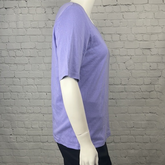1X 3X Light Purple Cotton Elbow Sleeve V-Neck Top Plus Size - Picture 4 of 5
